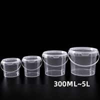 Seau en plastique PP transparent de 300 ml à 10 L avec couvercle et poignée, récipient en plastique pour le stockage des aliments, des biscuits, des bonbons, des fruits et des en-cas