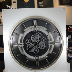 Luxe 24 pouces simple face fer mécanique horloge murale vert <span class=keywords><strong>Vintage</strong></span> carte du monde engrenage Logo personnalisé aiguille pour salon décor - Product Image 4