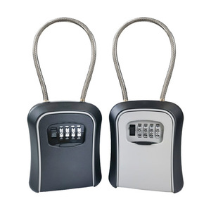 Boîte de rangement sécurisée murale extérieure en alliage d'aluminium avec serrure à combinaison à 4 chiffres, crochet de sécurité dissimulé et déverrouillage par mot de passe - Product Image 6