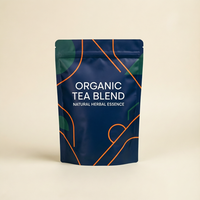 Sachets écologiques biodégradables à fond plat avec logo personnalisé imprimé pour l'emballage de thé et d'herbes biologiques
