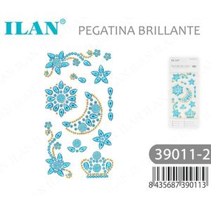 Autocollants brillants en strass Ilan 39011-2, motif floral bleu - Product Image 3