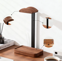 Rak Display Headset Gaming Kayu dan Logam untuk Meja Kerja, Model Kustom Pabrik, Terlaris
