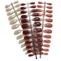 Lot de 24 faux ongles courts en amande effet œil de chat colorés, à presser, ongles artificiels