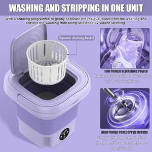 Mini machine à laver pliante portable de 8 litres, équipée d'un séchage rotatif entièrement automatique, semi-automatique, - Product Image 3