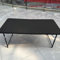 Table pliante rectangulaire en rotin plastique noir, résistante à la décoloration, portable, pliable, antirouille, pour jardin et cour, vente en gros