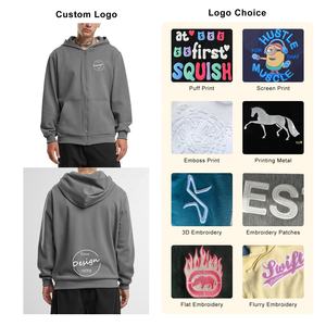 Vêtements d'extérieur chauds vierges de style de base personnalisés pour l'hiver pull à capuche avec fermeture éclair vestes amples pour hommes manteaux avec poche - Product Image 3