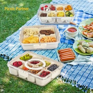 4Grid /8 Grid <b>Snack</b> Box <b>Container</b>, Portable Travel Charcuterie Board with Lid, Refrigerator Food Storage Box, <b>Snack</b> Organizer - Product Image 5