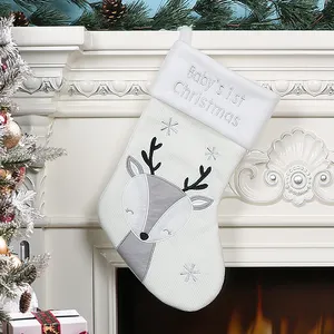 Cadeau de chaussette pendentif en polyester personnalisé grand cerf bas de Noël pendentif