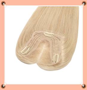 Mái tóc nối đỉnh đầu 100% tóc người Remy nguyên chất với đế ren màu vàng hoe, dành cho nữ, tóc nối Ấn Độ, kiểu thẳng, kẹp cài. - Product Image 3