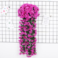 Fleur artificielle murale violette Chlorophytum Comosum Grande Hortensia en plastique, décoration de balcon en rotin