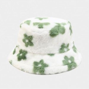 Wholesale Fall Winter Plush Flowers Versatile Warm Flower Print Fisherman Boonie <b>Hats</b> Women Lady Girl Faux Fur Furry Bucket <b>Hat</b> - Product Image 6