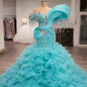 <span class=keywords><strong>Abito</strong></span> da Sera <span class=keywords><strong>Lungo</strong></span> Elegante con Strass 3D Scintillanti e <span class=keywords><strong>Tulle</strong></span> Multistrato, Produzione Professionale di Lusso - Product Image 1