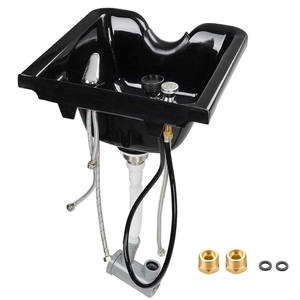 كرسي غسيل الشعر, كرسي غسيل الشعر بالشامبو والجلد الصناعي محمول باللون الأسود للاستخدام في الصالونات - Product Image 5