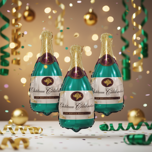 Globos de aluminio metálicos verdes para botellas de celebración Party Love Chateau, 21.5x50cm, para fiestas de Año Nuevo para adultos - Product Image 2