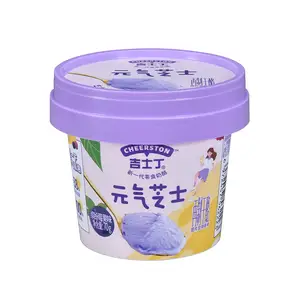 IML Label For Injection Molded Ice Cream Plastic Container Pudding Packaging Cup Yogurt Cups With Lids