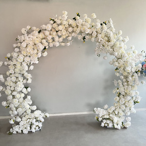 W-OFA019 Arche de fleurs artificielles en soie en forme de cercle pour décoration de toile de fond de mariage, vente en gros - Product Image 4