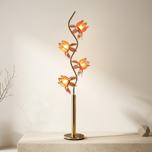 Contemporary <b>Lotus</b> Flower Floor <b>Lamp</b> with Curved Metal Pole, Best‑selling Standing <b>Lamp</b> for Bedroom Reading Nook - Product Image 1