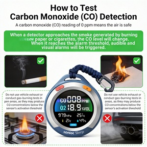 Detector Portátil de Monóxido de Carbono (CO) con Sensor de Oxígeno (<span class=keywords><strong>O2</strong></span>), Temperatura, Humedad y Monitor de Seguridad de Gases - Product Image 6