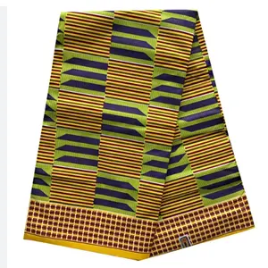 Großhandel 100 % Baumwolle afrikanisches Wachsdruckstoff Kente Stoff Kleidungsmaterial