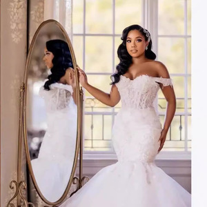 Mermaid Wedding Dress Off Shoulder <b>White</b> <b>Lace</b> Sweetheart Neckline Plus Size Vintage Style Bridal Gown - Product Image 4