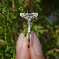 Anillo de Compromiso con Diamante Cultivado en Laboratorio CVD/HPHT, Corte Marquesa de 0.5-3CT, Certificado IGI, Oro Blanco Sólido de 10K/14K/18K