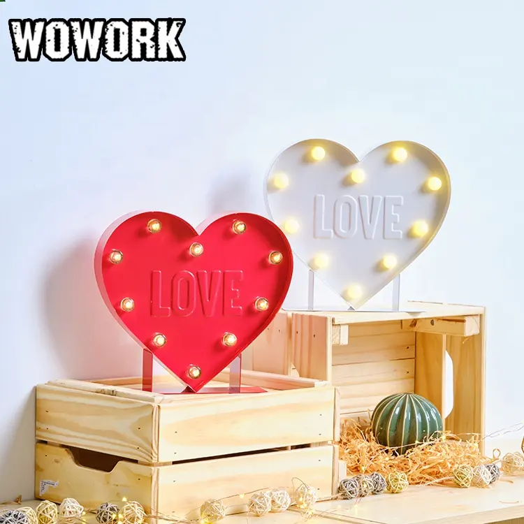 2024 WOWORK bianco caldo a LED a forma di cuore lampada regalo decorativa a forma di nibi tendone lampadina per natale e vacanze