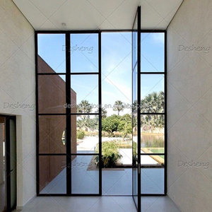Portes françaises en acier français pour l'extérieur, taille pour la maison, porte française en aluminium avec vitrage, porte à battants pour maison, villa - Product Image 2