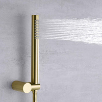 Ensembles de mitigeur de robinet de douche à poignée unique doré brossé rond mural en cuivre matériel salle de bain panneau de système d'eau chaude et froide