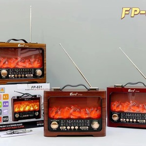 FP-821 New Products <strong>2026</strong> Home Decoration Ornaments Simulated Flame Fireplace Outdoor Portable Retro Wooden bluetooth <strong>Speaker</strong> - Product Image 5