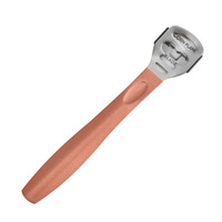 Râpe à pieds en acier inoxydable Rose Milare avec manche en bois - Outil de soin des pieds durable et portable pour l'élimination des peaux mortes, logo personnalisable