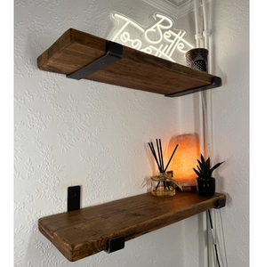 228*120mm Industrial Handmade Rustic Shelf Bracket Reclaimed Scaffold Board <strong>Shelves</strong> Solid Complete with Brackets Bookshelf - Product Image 3