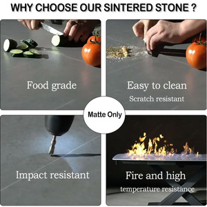 Juego de dos mesas redondas de centro modernas con <span class=keywords><strong>base</strong></span> de pedestal de acero inoxidable con parte superior de piedra sinterizada y diseño de lujo contemporáneo - Product Image 6