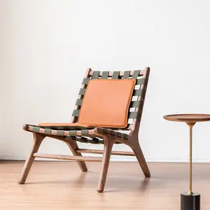 Silla de sofá individual de estilo wabi-sabi tejido vintage de madera maciza YIPJ