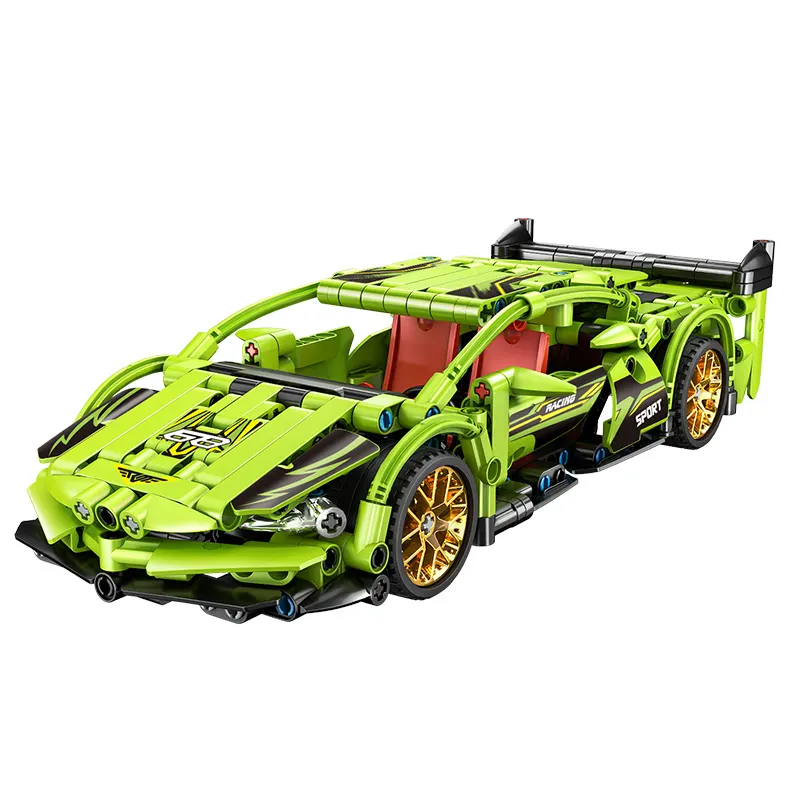 Technic Groene Snelheid Super Raceauto Bakstenen Kit Speelgoed Kids Diy Bouwstenen Auto