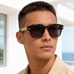 Gafas de sol con montura cuadrada y lentes amarillas, protección UV400, estilo urbano para mujer BV1404OA - Product Image 2