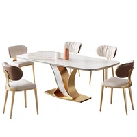 Table à manger rectangulaire moderne italienne, simple, légère, luxueuse, haut de gamme, en pierre, réglable, pour usage hôtelier