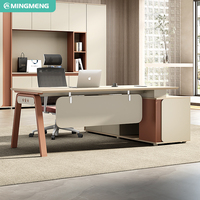 Bureau de direction moderne de luxe en mélamine avec armoire de rangement intégrée et finition anti-rayures pour usage commercial