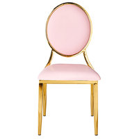 Chaise de mariage moderne empilable en acier avec revêtement en cuir PU doré pour événements et locations