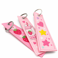 Porte-clés personnalisé brodé avec logo, étiquette tissée en tissu, étiquette de marque tissée, vente en gros