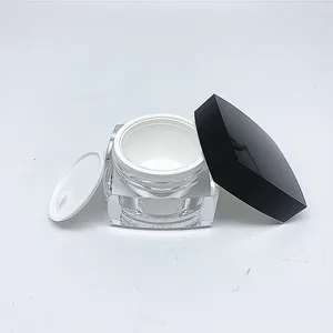Square Customized Empty Plastic Acrylic Double Wall Cosmetic Jar Bottle