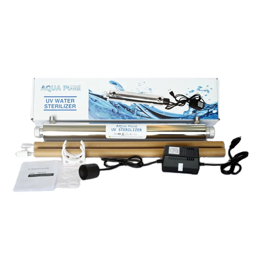 УФ-стерилизатор для воды, нержавеющая сталь, 12 Вт, 1GPM 304