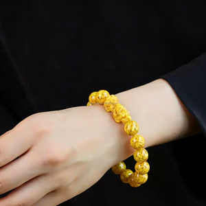 Bracelet unisexe classique en perles de cinabre naturel jaune Pixiu et <span class=keywords><strong>poisson</strong></span> <span class=keywords><strong>rouge</strong></span>, 8-12mm, cristal de Donghai, Chine, vente en gros - Product Image 5