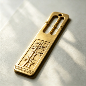 Custom Logo Antique Brass & Stainless Steel Hollow Out Engraved CNC Machined <b>Bookmark</b> Chinese Traditional Craft <b>Gift</b> for Readers - Product Image 1