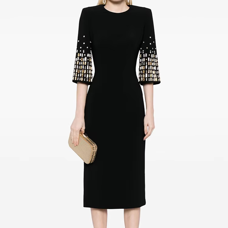 winter elegant party dress Burgundy Velvet Dress | Elegant Long Sleeve Semi Formal Midi Dress for Women