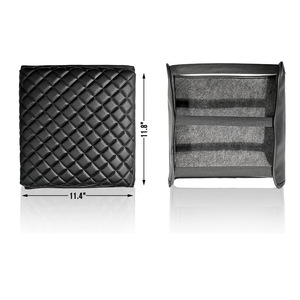 Protector de Consola Central para Ford F150, Alfombrilla de Cuero PU Impermeable, con Bordado a Cuadros Negro - Product Image 2