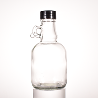Bouteille en verre de style gallon de 8 OZ et 16 OZ, vide, mini-bouteille pour sucre, sirop contre la toux, sirop d'érable, liqueur, 250 ml et 500 ml avec poignée