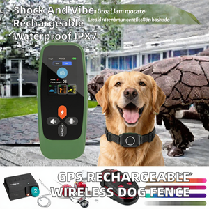 <b>Portable</b> Rechargeable GPS <b>Dog</b> <b>Fence</b> Collar Wireless Pet Training System with Remote Control Outdoor Containment - Product Image 2