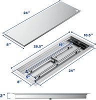 Système de foyer rectangulaire en acier inoxydable Direct d'usine avec brûleur de foyer extérieur en forme de H