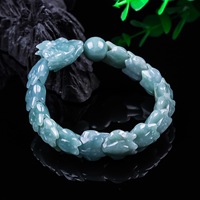 Bracelet en jade de jadeite naturelle de qualité A, bleu eau, motif dragon en trois dimensions, type glace, pour hommes et femmes, vente en gros