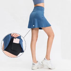 مخصص النساء 2 في 1 التنس تنورة مع جيب للهاتف تجريب التنانير رياضة اللياقة البدنية تشغيل اليوغا جولف مطوي عالية الخصر التنس التنانير - Product Image 1